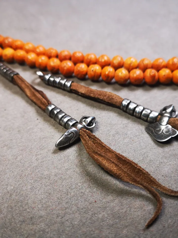 Gandhanra Handmade 5mm Tibetan Buddhist Prayer Bead Counters for 8-15mm Mala,with Kila and Kartika Pendant,Made of Cold Iron
