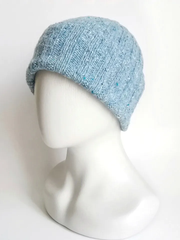Handcrafted Merino Wool Light Blue Men's Beanies: Ribbed Knit, Seamless Comfort, Thoughtful Design, Exceptional Quality. FREE SHIPPING!