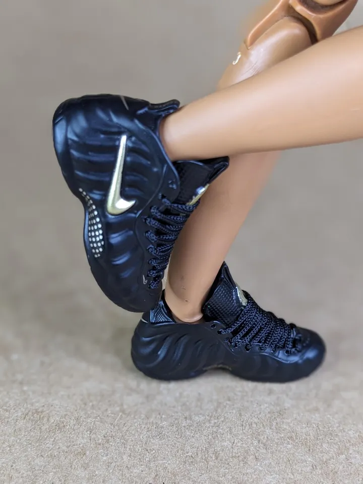 Premium black & gold sneakers for 12 inch male dolls