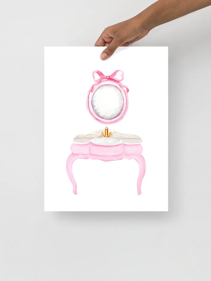 Pink Bow Bathroom Vintage Art Print, Set Of 2 Watercolor Bathroom, Bow Wall Art, Girls Bathroom Decor, Spa Beauty Art, Gift For Her
