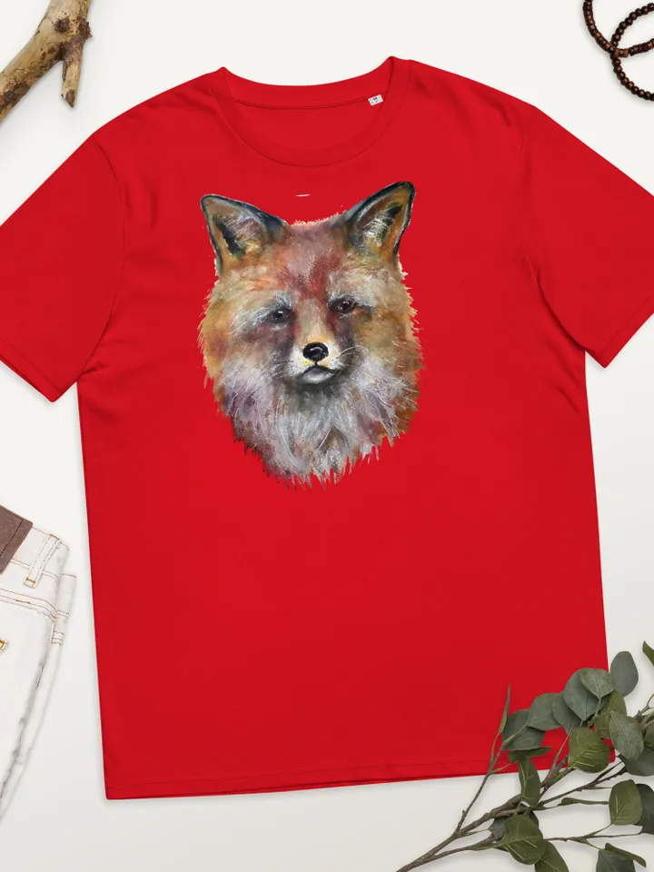 Fox t shirt,Unisex organic cotton t-shirt made with my own design,original watercolor fox painting.