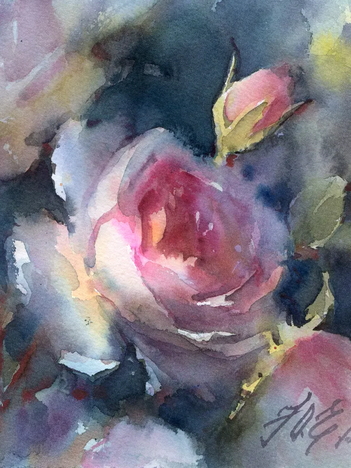 Rose painting / Original watercolor art / Soul of rose