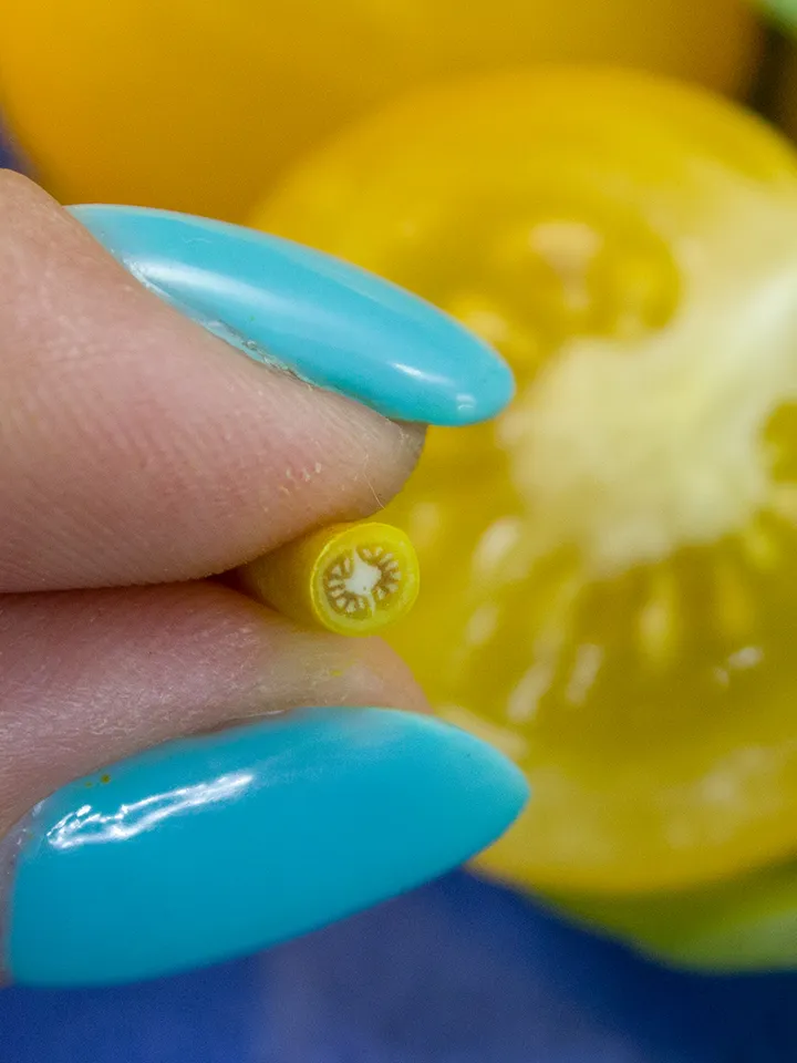 TUTORIAL Miniature yellow tomato cane with polymer clay