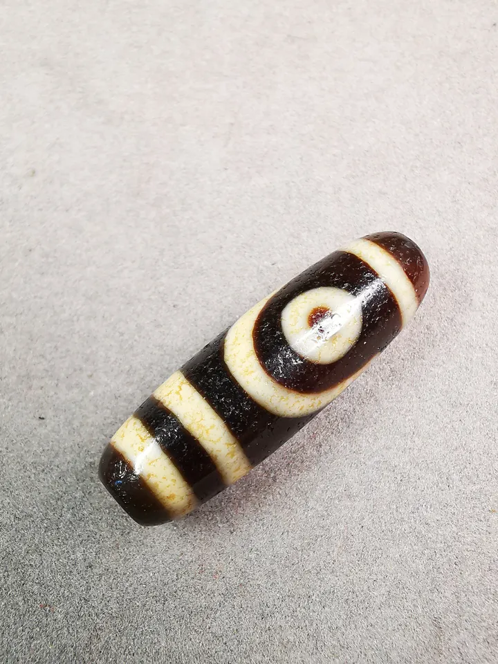 Gandhanra Tibetan 2 Eyed Dzi Bead,Tibetan Chung,Wealth Amulet,Small Size 36*11 mm
