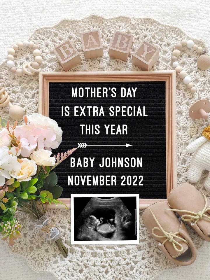 Mother's day Pregnancy Announcement Digital, Mother's Day Baby Announcement, Editable Template for Social Media
