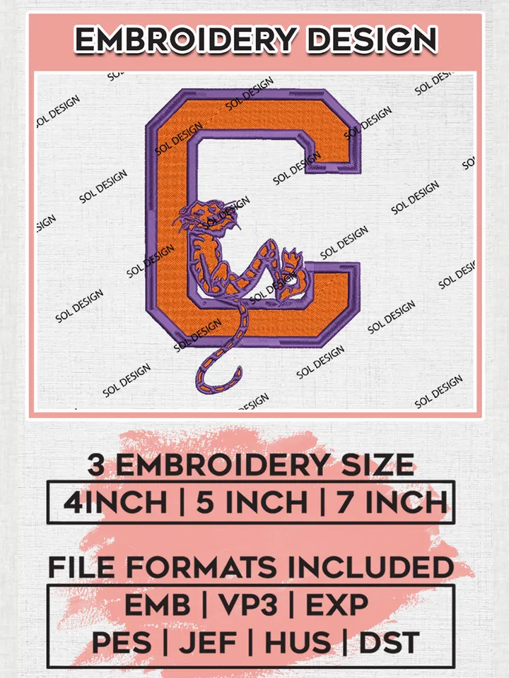 Clemson Tigers NCAA College Football Team Mascot Logo embroidery designs, NCAA Clemson Tigers Logo Machine embroidery designs, NCAA Team Logo embroidery designs, NCAA Game Day Machine embroidery designs, Digital Download