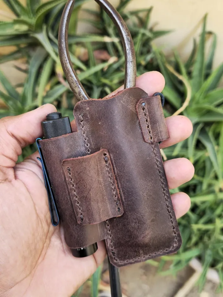 Flashlight and Knife Leather EDC Organizer, Olight, Victorinox Sheath, Leather Pocket Knife cover, tactical pen, swiss, PDF Fast&Easy
