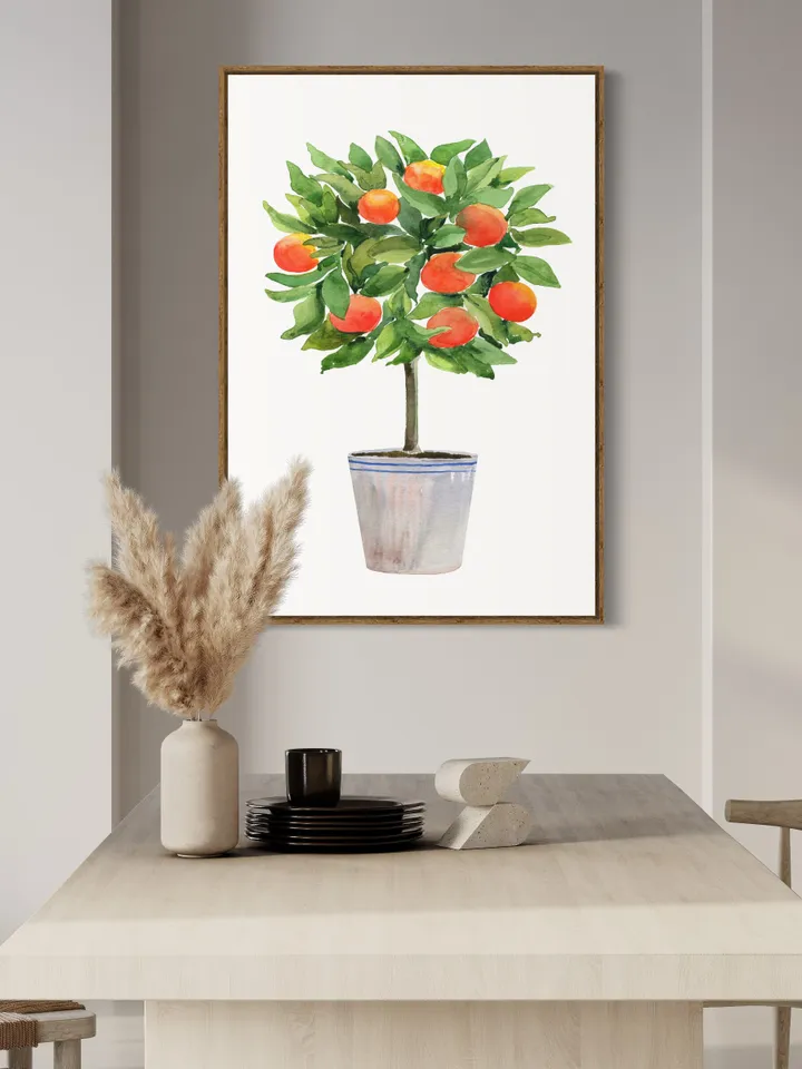 Orange Citrus Tree Watercolor Painting Print, Topiaries Print, Kitchen Fruit Print, Citrus Tree, Orange Fruit Art Print, Orange Plant Poster