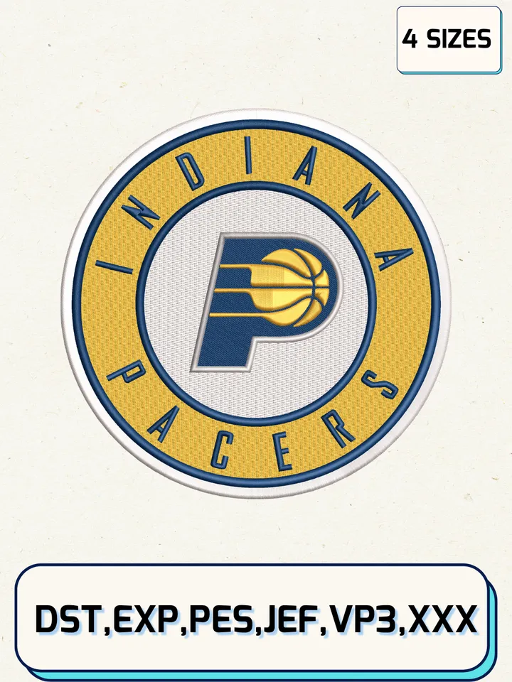 Indiana Pacers Logo Embroidery Design Files,NBA Logos Embroidery Designs,Machine Embroidery Files,4 Sizes