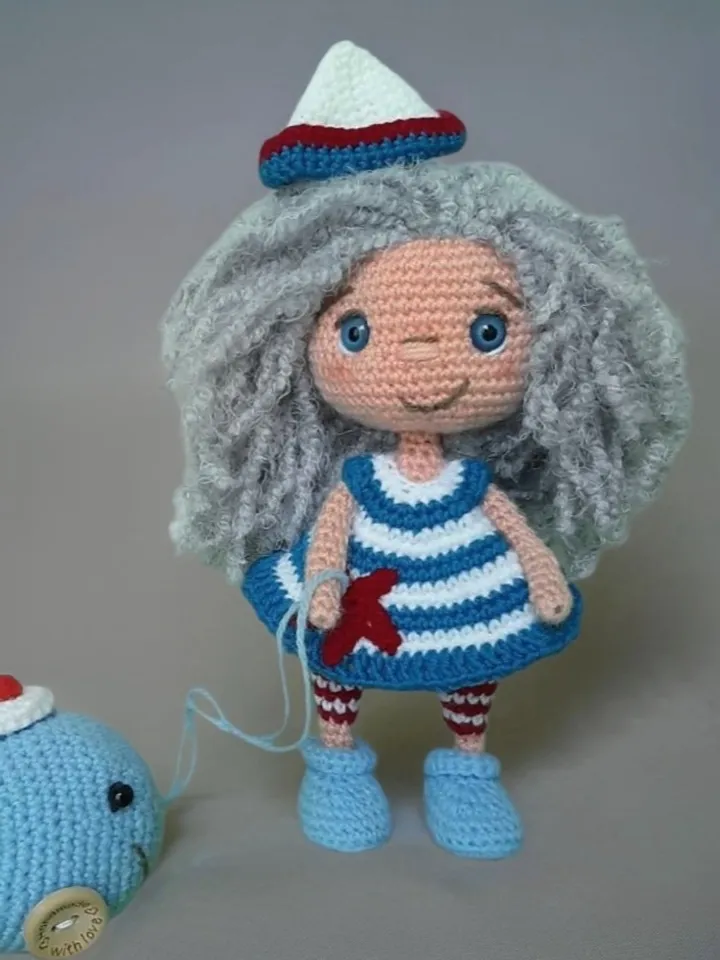 little doll for a girl, A little doll dressed as a sailor