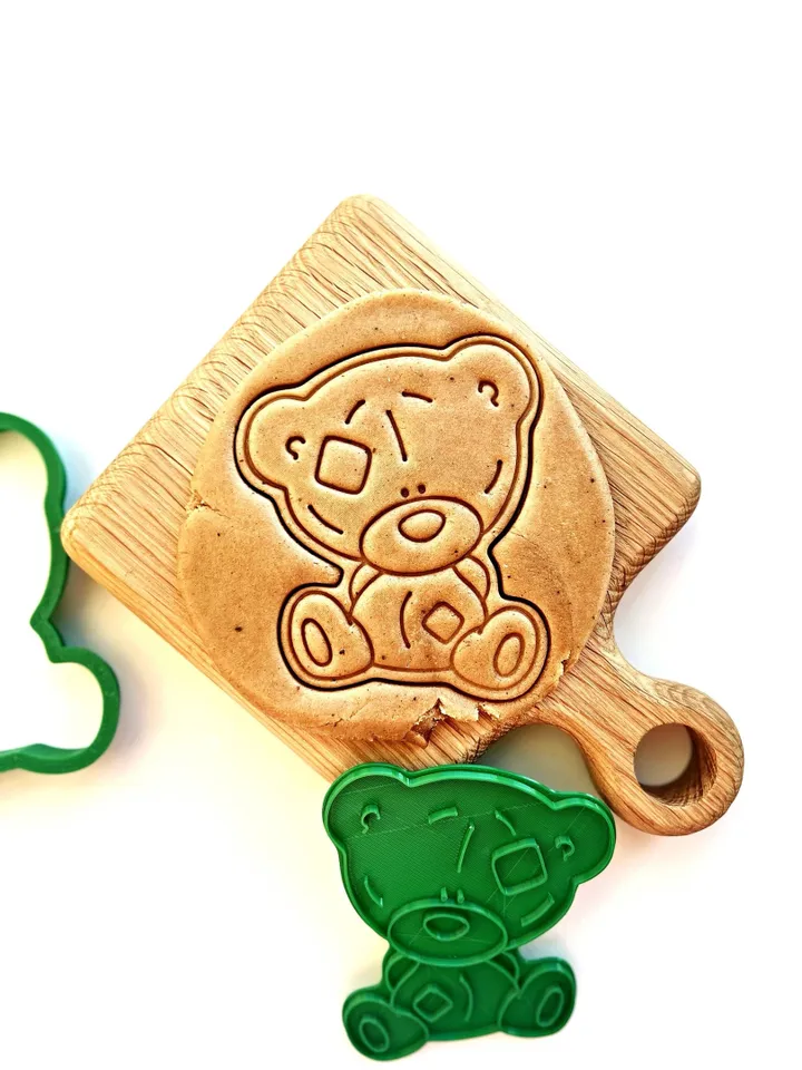 A bear on the moon cookie cutter Custom stamp for cake topper gingerbread decor cutters sugar cookies polimer clay