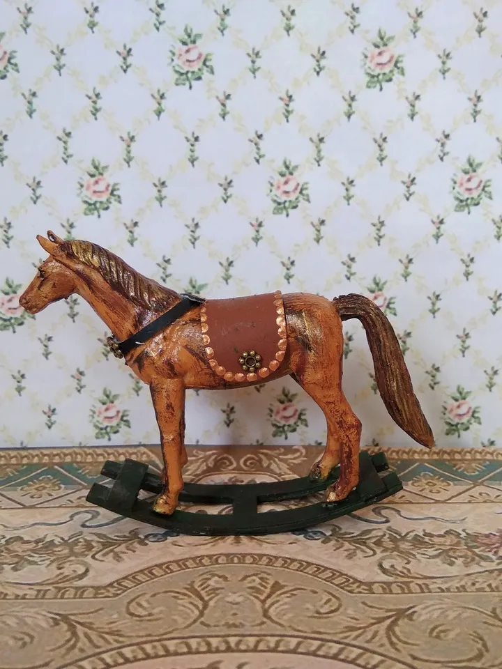 Wheelchair horse. Dollhouse miniature.1:12 scale.