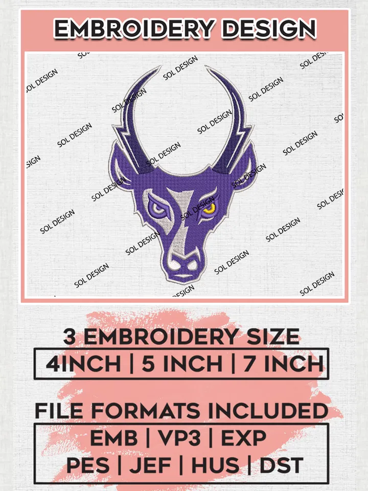 NCAA Grand Canyon Lopes Mascot Logo Embroidery Designs, NCAA Logo Machine Embroidery Files, NCAA Grand Canyon Lopes Logo, NCAA Embroidery Designs, Machine Embroidery Designs, Digital Download