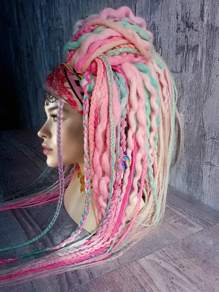 Pink De dreadlocks and braids