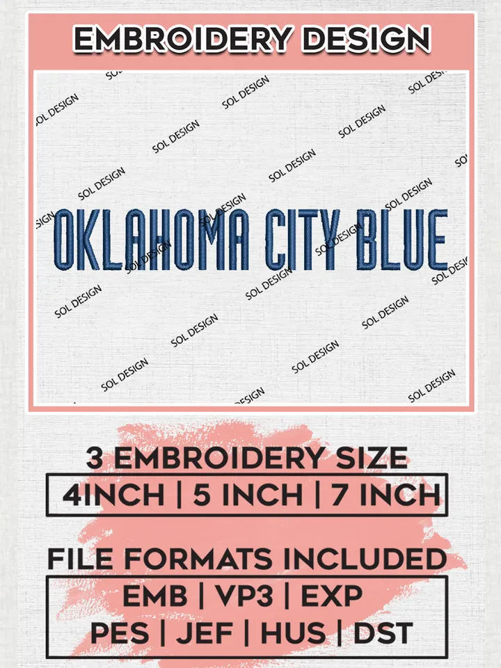 Oklahoma City Blue Basketball Team Logo Embroidery Designs, NBA G League Team Embroidery Files, Basketball Machine Embroidery Designs, NBA Oklahoma City Blue Team Logo, Sport Machine Embroidery Design, Digital Download