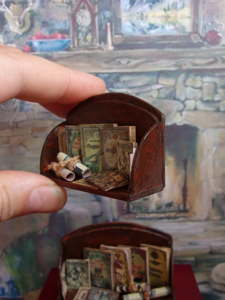 Books on the shelf.1:12 scale.