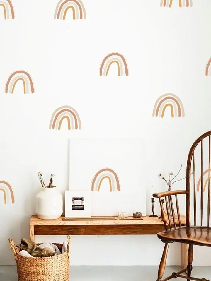 Boho Muted Rainbow Wall Decals h56
