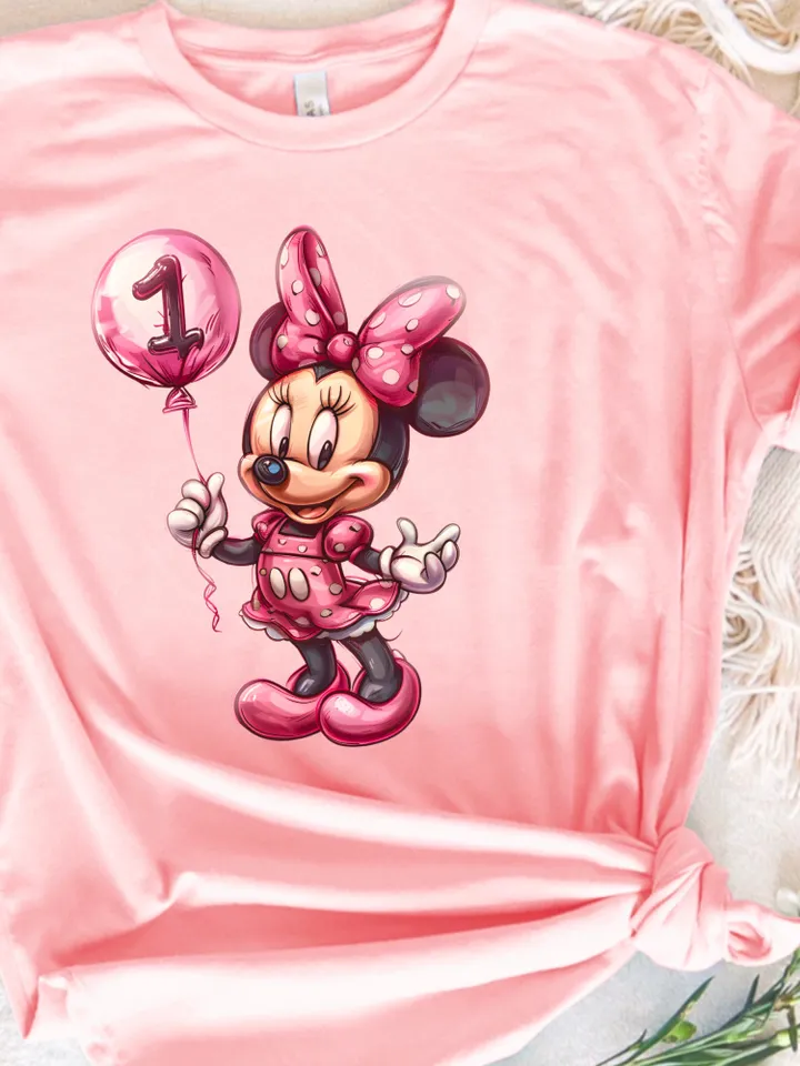 1st Birthday Mickey PNG, Birthday Family Shirts Minnie, Baby girl birthday decoration, First birthday png, Mouse ears family T-shirt