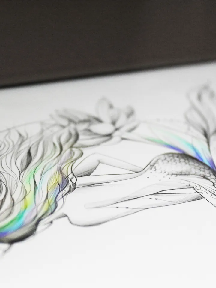 Mermaid Tattoo Design Fine Line Mermaid And Moon Tattoo Drawing Idea For Females, Instant download PDF, JPG, PNG