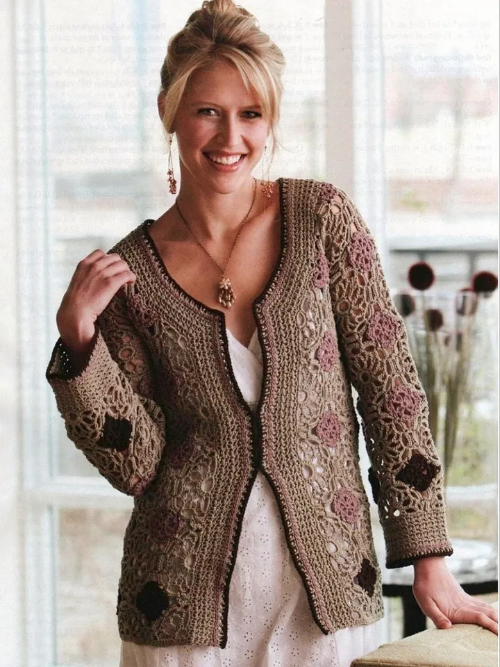 Cardigan crochet, patchwork cardigan crochet, motif cardigan , women ladies crochet pdf