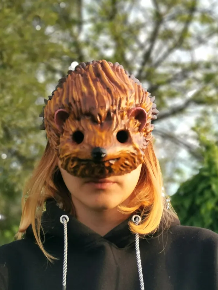 Hedgehog Mask Full Fase, Muzzle Mask, Realistic Animal Mask for Halloween or Cosplay, Kids Mask