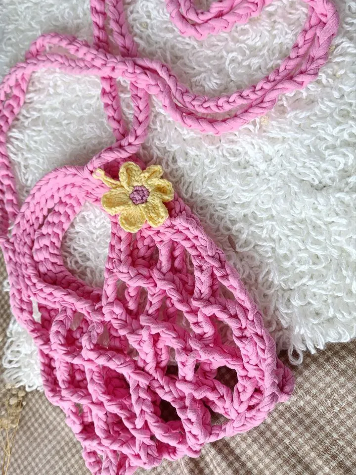 Net bag c rochet. Summer mesh bag. Women's Beach Shoulder Bag