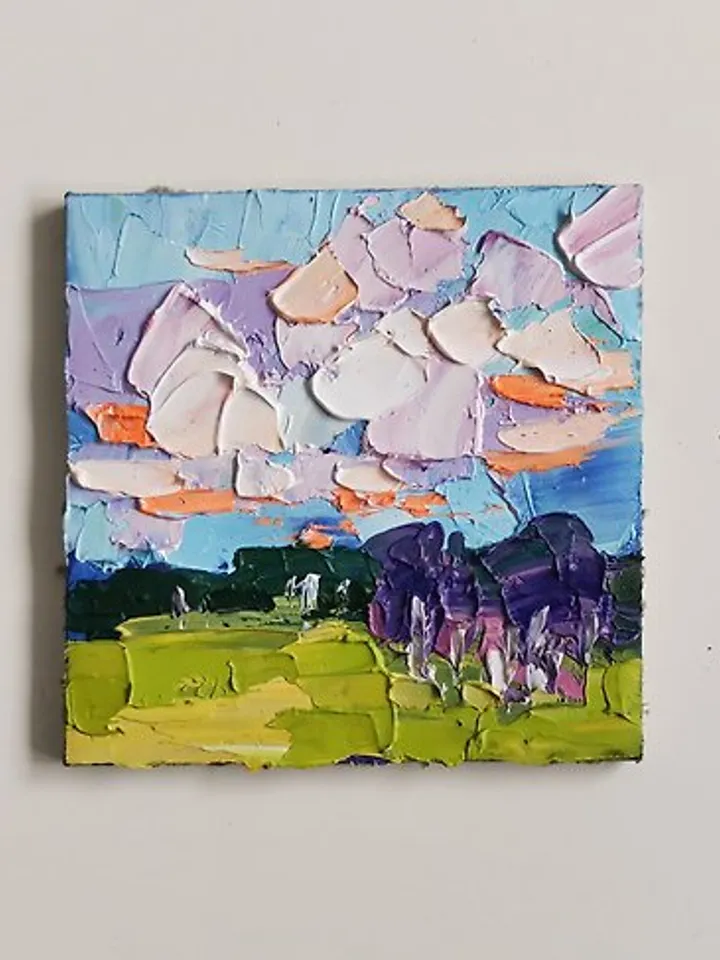 Sky Guan Painting 油畫原作 Original Art 手工油畫 Clouds 油畫 掛畫 Oil Painting by Verafe