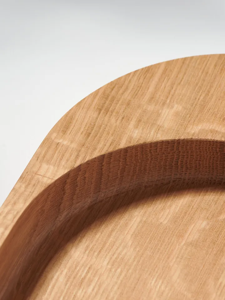 Large Oval Shaped White Oak Catchall Modern Valet Tray