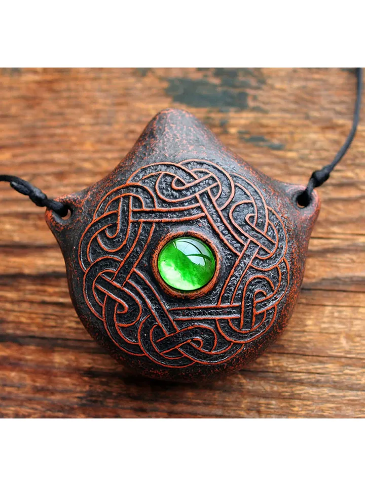 Druid flute "Element of Earth" green inlay / natural major ocarina