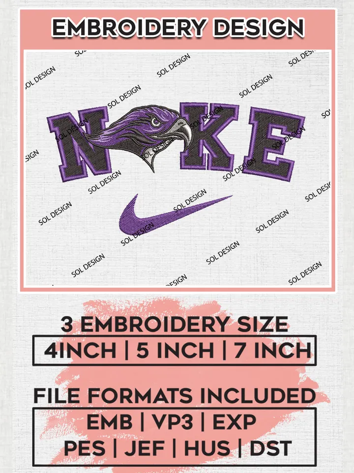 Nike Stonehill Skyhawks Machine Embroidery Design, NCAA Stonehill Skyhawks Embroidery Design files, NCAA Logo Embroidery Designs, NCAA Machine Embroidery Designs, Digital Download