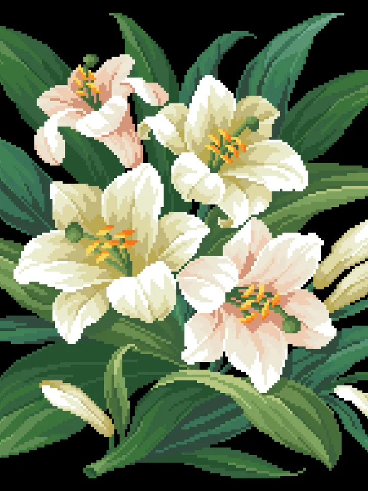 Antique Cross Stitch Pattern White Lilies Digital Download PDF
