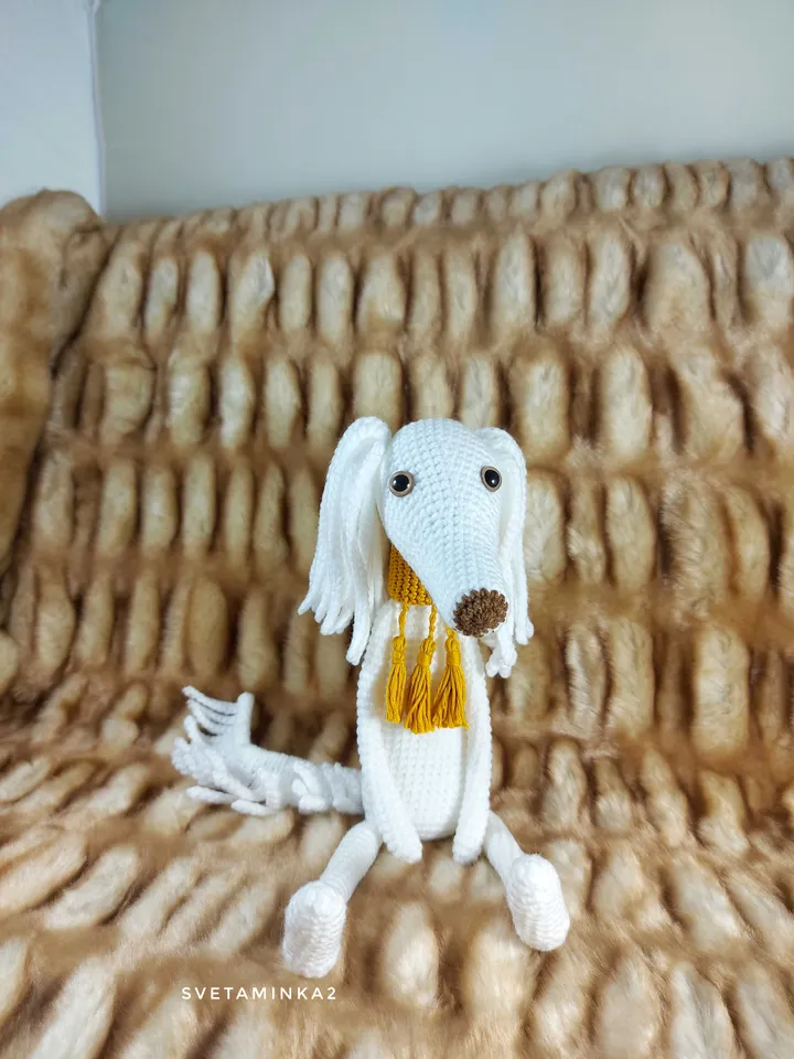 Saluki Crochet Dog Pattern Amigurumi Persian Greyhound Arabian Hound. Digital Download. PDF.
