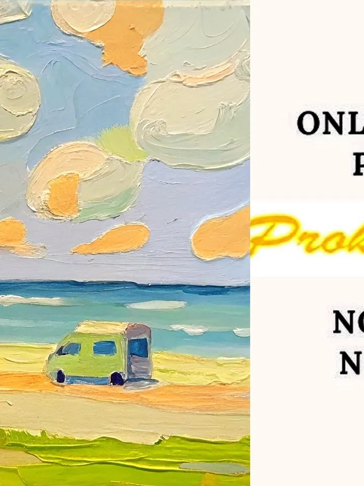 San Diego Beach Travel Original Art Impasto Oil Painting Small Camper Vanlife Impressionist Artwork Gift by ArtProkopaloSv