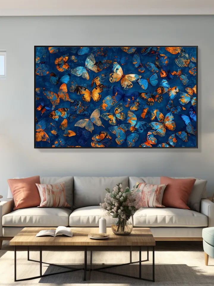 Original Colorful Butterfly Oil Painting On Canvas, Large Wall Art, Abstract Animals Painting, Office Wall Art, Custom Painting, Home Decor