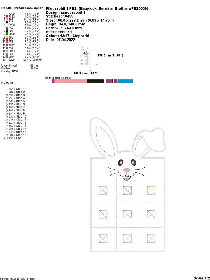 Rabbit Tic Tac Toe Game Machine Embroidery Designs in the hoop project digital embroidery pattern Machine embroidery pattern for children