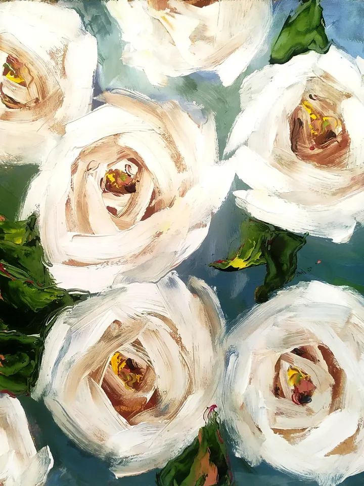 Rose Painting Floral Original Art Impasto Oil Painting 8x8 Rose Wall Art Original wall Art by ArtProkopaloSv