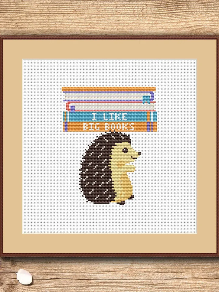 I Like Big Books Cross Stitch Pattern, Hedgehog Cross Stitch Pattern, Books Cross Stitch Pattern, So Many Books Patterns #qt006