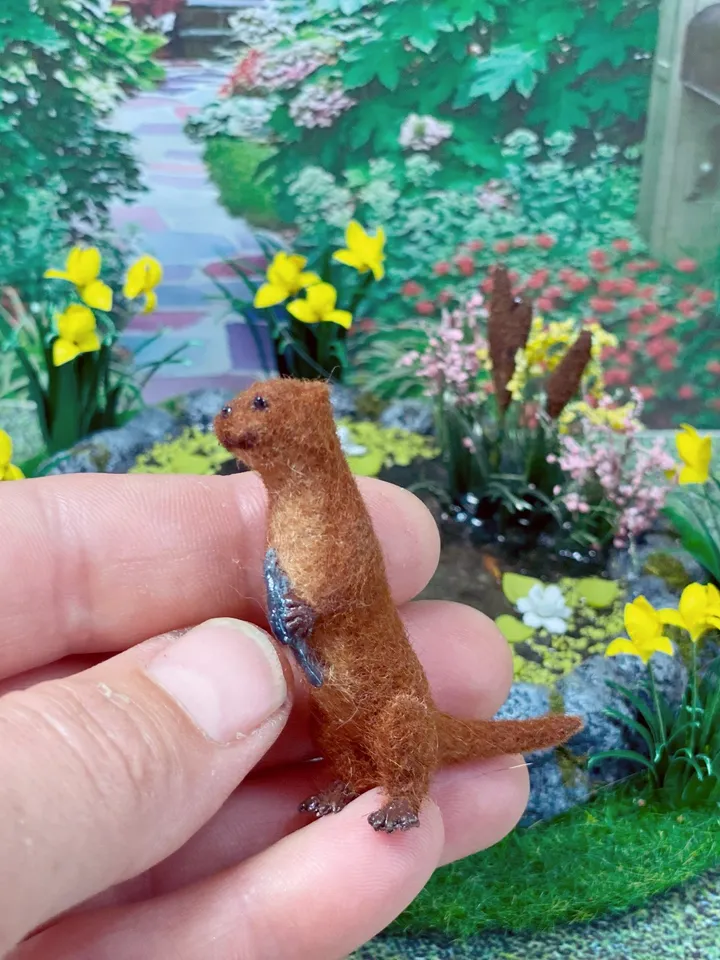 Water otter. Animal for the doll. Dollhouse miniature, Dollhouse miniature. 1:12.