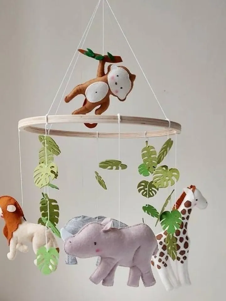 Safari mobile nursery Jungle baby shower gift Gender neutral