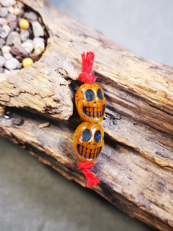 Gandhanra Tibetan Yak Bone Carved Skull Sītavana Beads for Prayer Beads,Mala Necklace Accessories