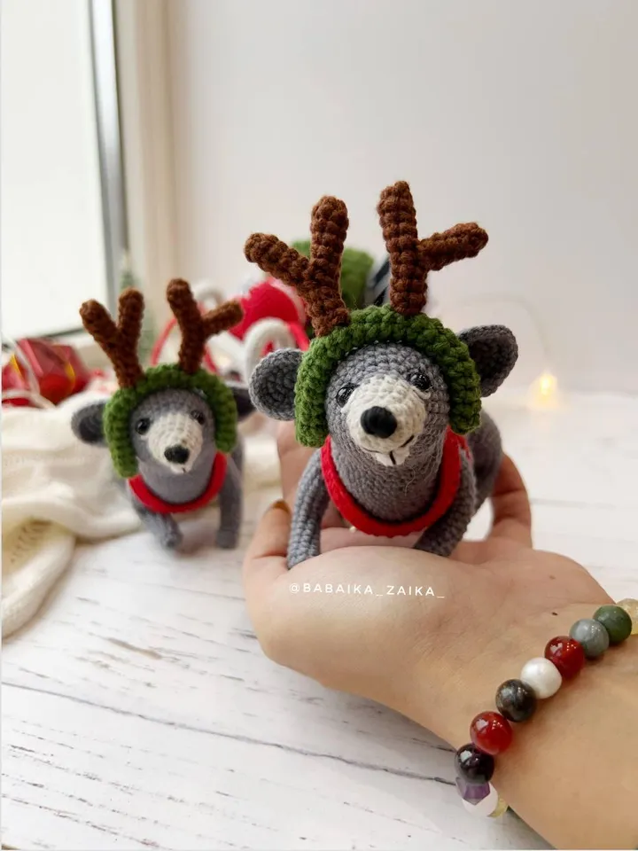 PDF Crochet Pattern SET Christmas Sleigh with Rats: Christmas sleigh, Amigurumi Rat, Christmas Tree, Amigurumi Sleigh, Christmas ornaments