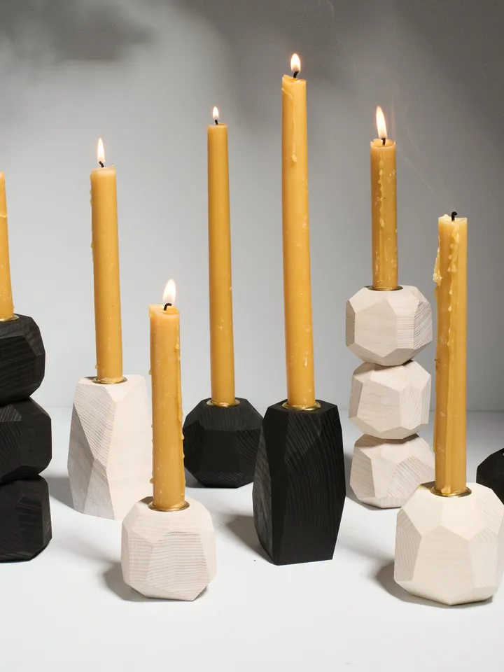 Black Geometric Tapered Candlestick Holder