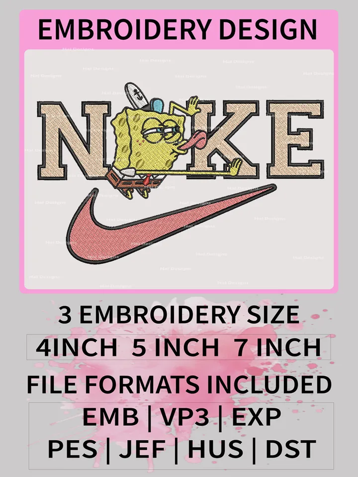 Nike SpongeBob SquarePants Lew Lew Embroidery Designs – Funny Cartoon x Nike Machine Embroidery Files 🧽✔️🔥