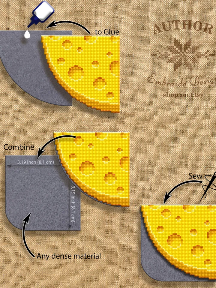 Corner bookmark cross stitch pattern PDF download Cheese cross stitch chart, Food bookmark digital PDF, Funny bookmark for beginner #B244