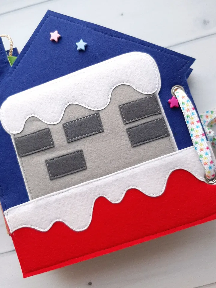 Christmas Quiet Book Pattern pdf, Felt book pattern, Santa Claus pattern, Baby activity book svg, Sensory book kids, felt sewing pattern