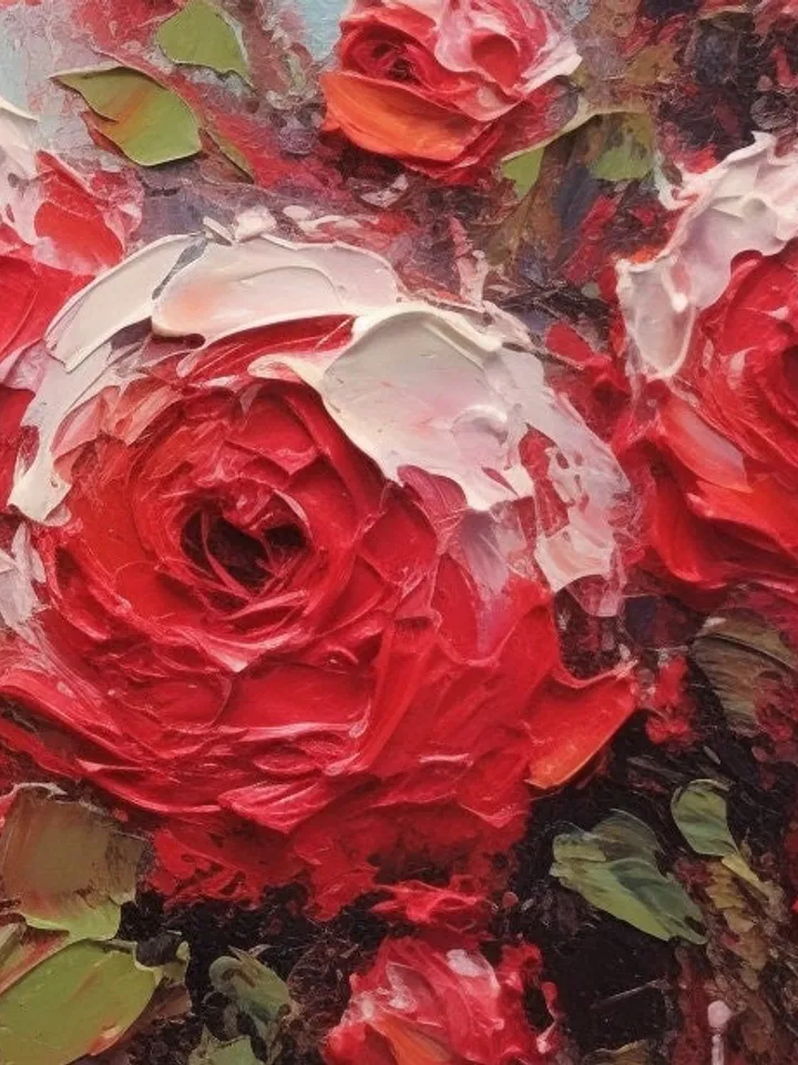 Original Roses Oil Painting On Canvas, Abstract Red Flowers Painting, Large Wall Art, Custom Painting, Living room Wall Decor, Home Decor