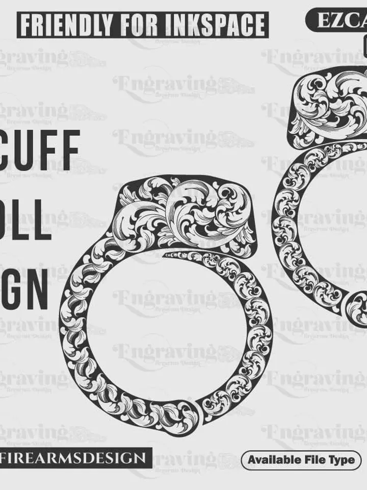 Handcuff S&W M100-1 Scroll Design svg,lasercut,laserengraving,fiberlaser,engravingfiles,laserpattern,engravingdesign,engravingpattern