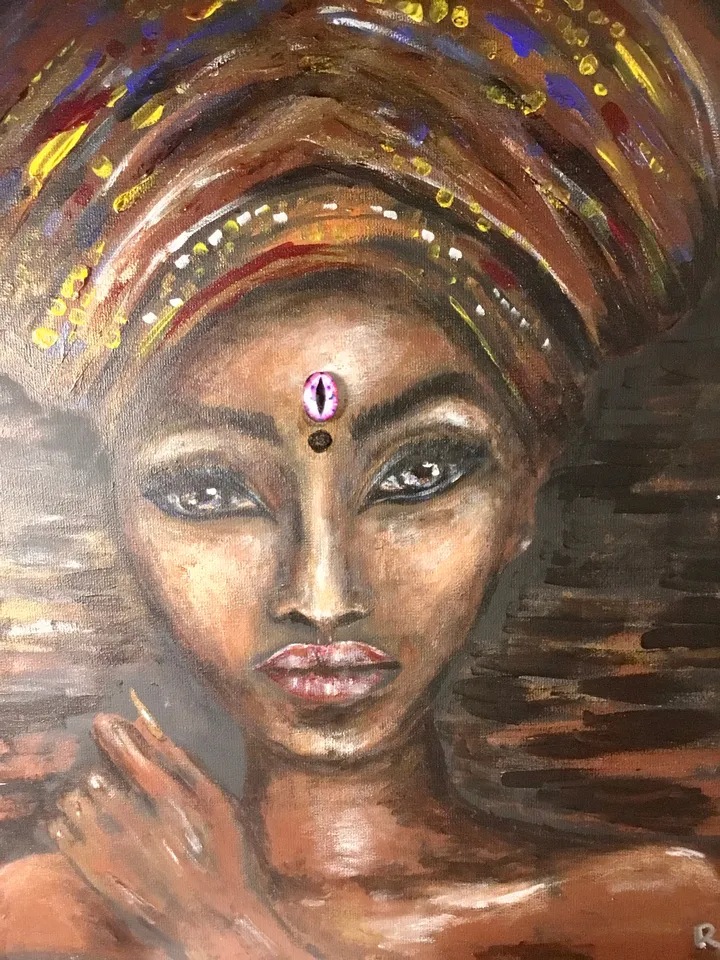 Beautiful woman in a headscarf painting,african woman painting,canvas wall art.