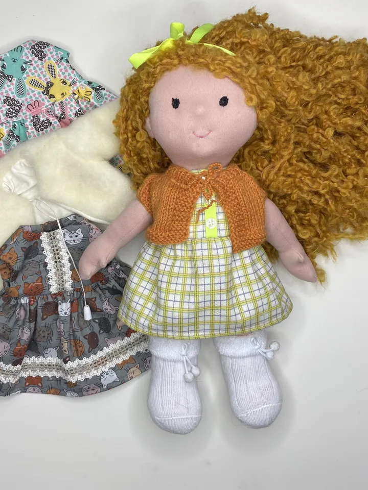 Waldorf doll ready to ship, Red hair handmade textile doll, Christmas gift for a girl, Organic eco friendly Stainer doll