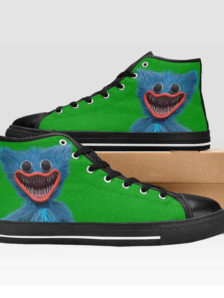 Huggy Wuggy Shoes, High-Top Sneakers, Handmade Footwear